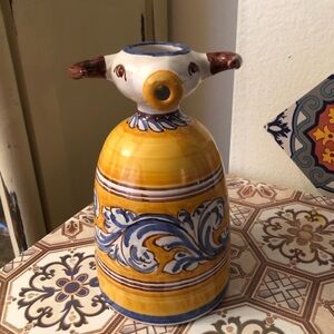 Vintage Spanish Pottery Bull Creamer Pitcher Spanish Signed Espana